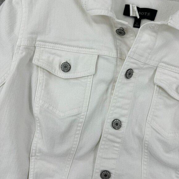 Talbots Jacket Large Denim Pockets Stretch Denim Pockets Casual Minimalist White - Picture 5 of 7